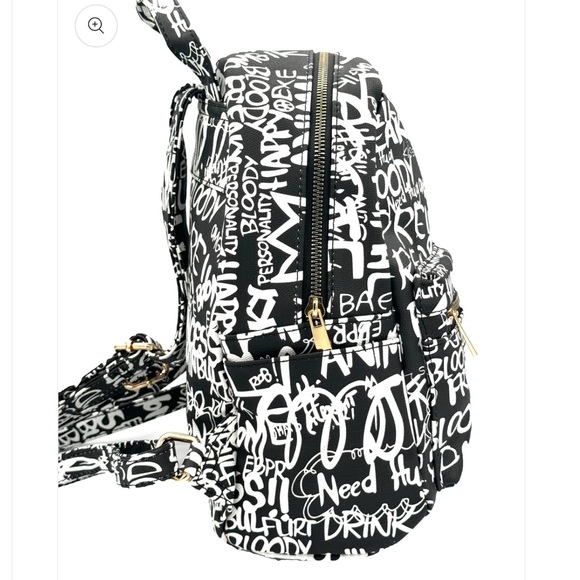 Black and White Graffiti Style Backpack - Picture 2 of 2